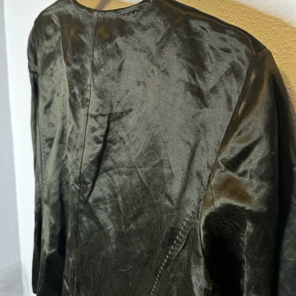 Eileen Fisher Olive Green Silk Linen Long Sleeves Duster dark green medium - Picture 11 of 12